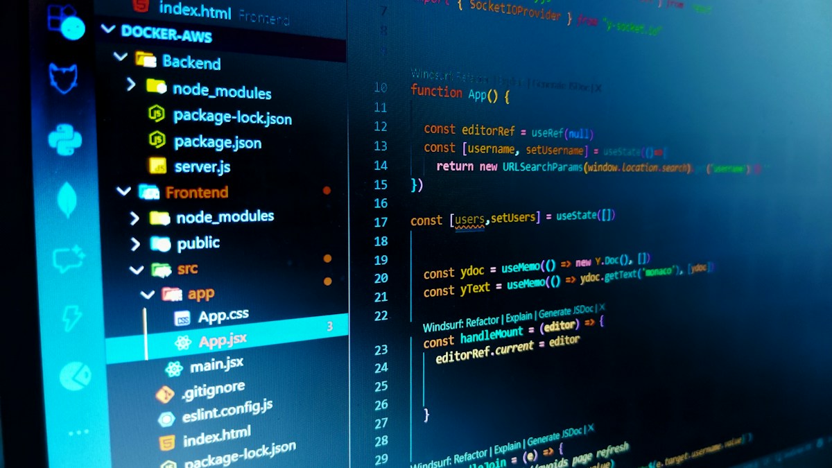 Code editor displayed on a computer screen